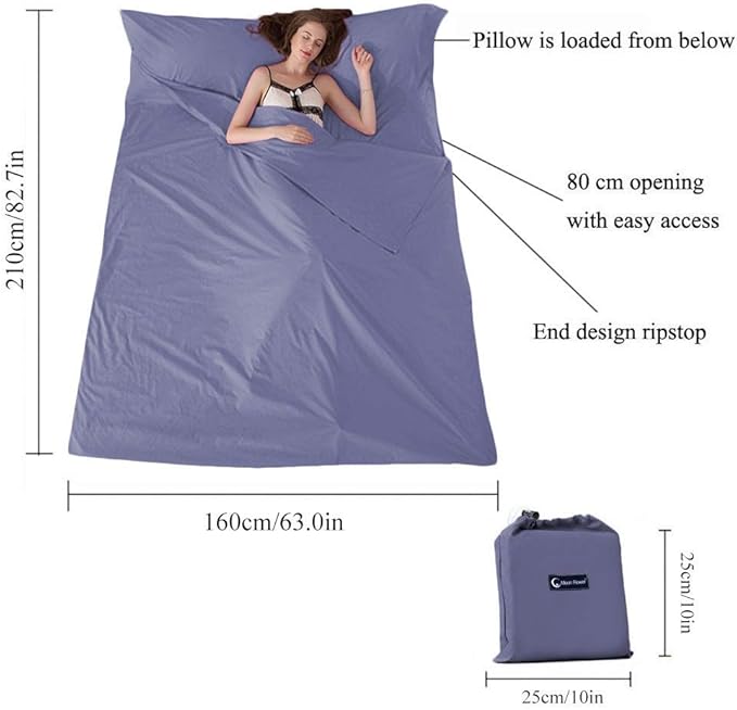 Sleeping Bag Liner Camping Sheets Travel Sheets for Hotel Lightweight Hotel Sheet Compact Sleep Bag Sack Breathable Travel Sleeping Bag for Hotels Camping Youth Picnic Adult Compact Sacks