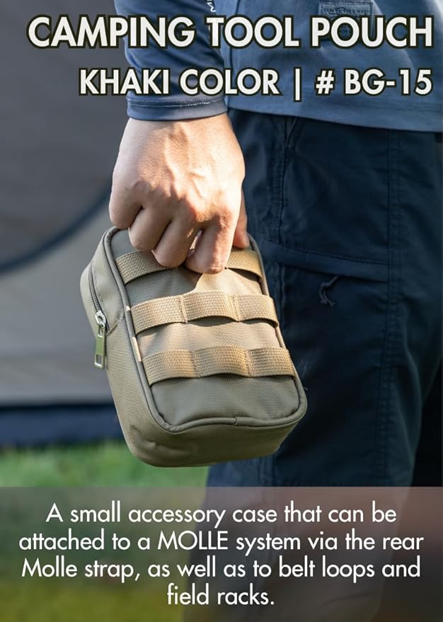 CAMPINGMOON Tactical Molle EDC Pouch L 4.9'' x W 2.4'' x H 6.7'' Camping Storage Side Pocket for Table Chair Cot Field Rack Coyote BG-15