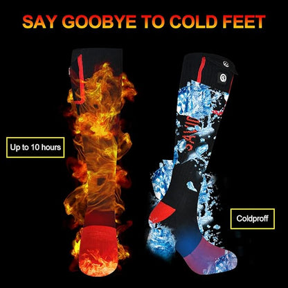 Heated Socks for Women and Men, 7.4v Rechargeable Battery Operated Socks Washable Electric Heated Foot Warmer Coolmax Socks for Hiking Camping Skiing Fishing Hunting Mountaineering