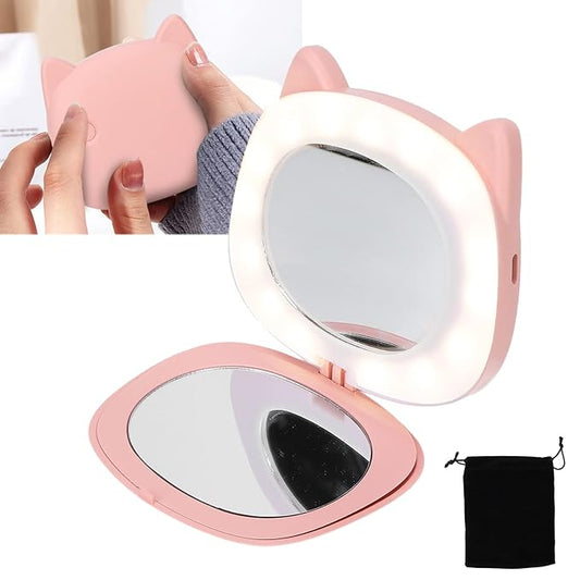 Hand Warmers Rechargeable, Electric Hand Warmer, Small Compact USB Handwarmer with Pocket Mirror Light Portable Hands Heater for Men and Women for Home Travel Use Camping Fishing