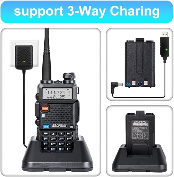 BaoFeng UV-5R 8W High Power Ham Radio with Wireless Programmer,USB Charging Dual Band Long Range Two Way Radio Walkie Talkie Ham Radio Handheld