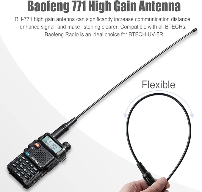 BaoFeng Radio UV-5R 8W 2Pack Handheld Ham Radios (VHF & UHF) with High Gain Antenna and Programming Cable (2Pack) (M)