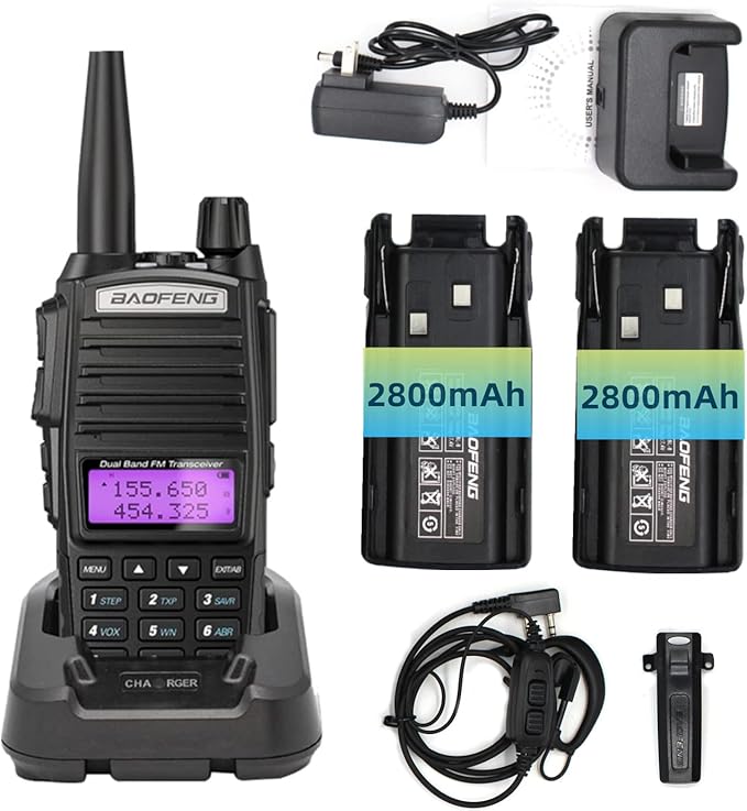 BAOFENG UV-82 Radio 8W Dual Band Long Range Walkie Talkies for Adults with 2 Pack Baofeng Batteries