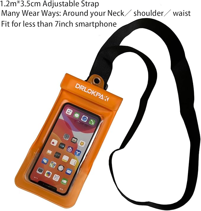 DRLOKPAK surfing waterproof Waist pouch Crossbody Chest Bag Fanny Pack Snorkeling Swimming Bag Beach Floating Dry Phone case holder (Black)