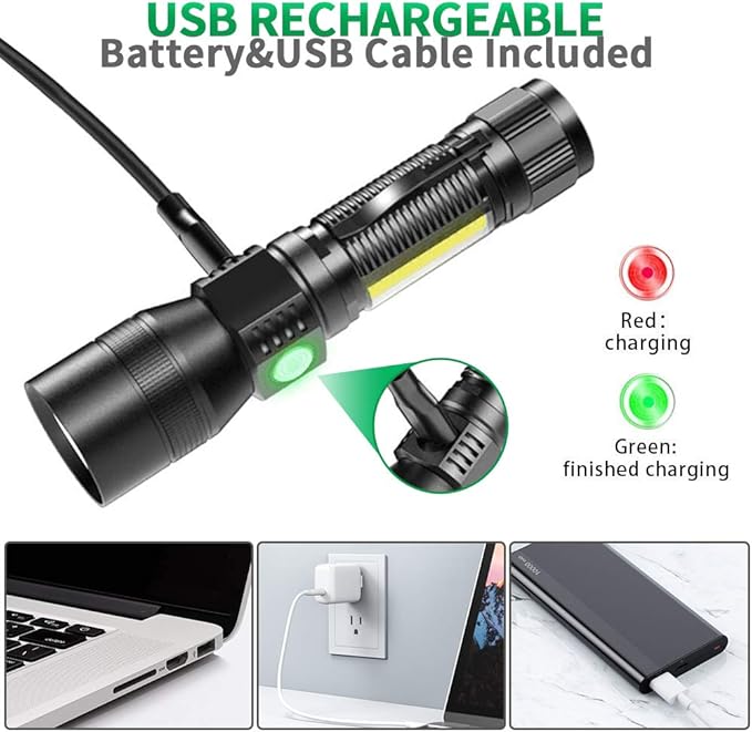 Blacklight flashlights, 3 in-1 Rechargeable Flashlights, UV Light Magnetic LED Flashlight High Lumens, 7 Mode Emergencies Camping flashlight, Tactical Waterproof Flash Light for Pet Urine Detection