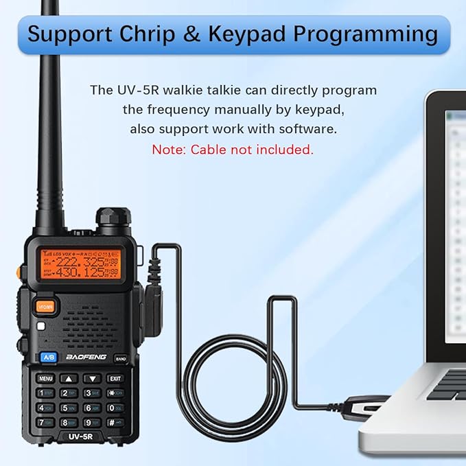 BAOFENG UV-5R Two Way Radio Long Range Walkie Talkies for Adults Handheld Ham Radio with 128 Channels, DTMF, VOX, SOS, Flashlight, 1800mAh Rechargeable Battery, Earpiece