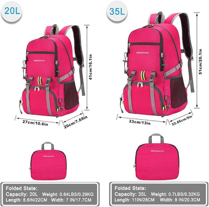 WEREWOLVES 20/35L Lightweight Hiking Backpack, Ultralight Water Resistant Packable Daypack for Women Men