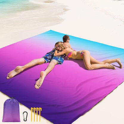 Beach Blanket Waterproof Sandproof Beach Mat 79" X 83" /10'x9'for 2-8 Adults Quick Drying Outdoor Picnic Mat Beach Accessories for Travel, Camping, Hiking