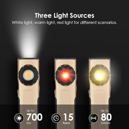 Rechargeable Flashlight Magnetic - Three Light Sources LED Flashlight with Clip Design, Flat Flashlight for Car Repairing/Camping/Emergency