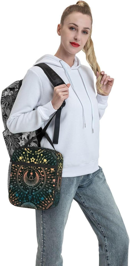 Magical Astrology Moon Star Insulated Lunch Bag Reusable Cooler Lunch Box Portable Leakproof Thermal Container Tote Bags for Girls Boys School Travel