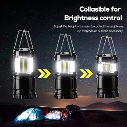 Lantern Camping Essentials Lights, Led Flashlight for Power Outages, Tent Lights for Emergency, Survival Gear and Supplies for Hurricane, Battery Operated Lamp, 2 Pack, Black