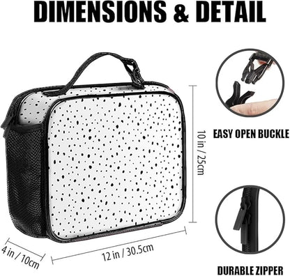 Polka Dot Lunch Bag Reusable Insulated Lunch Box Keep Food Cooler Thermal Lunch Tote for Women Men