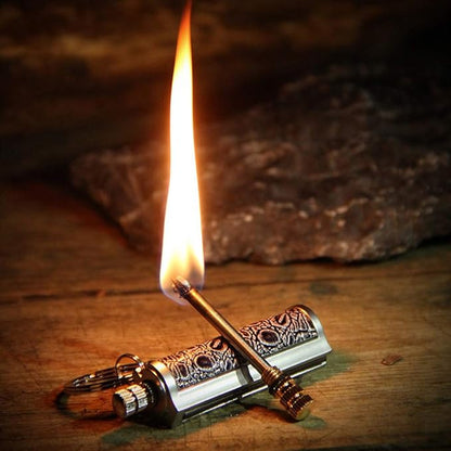 BOLLAER Keychain Flint Metal Matchstick Fire, Car Key Rings, Kerosene Refillable Lighter, EDC Best Gift Ideas and BBQ Camping Emergency Survival Gear for Men Women