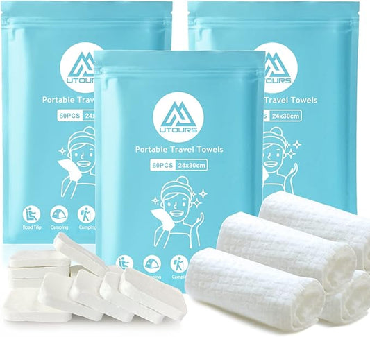 240PCS Compressed Towels, Reusable Toilet Paper Tablets Coin Tissues Camping Wipes, Portable Towels for Home Beauty and Outdoors Hiking