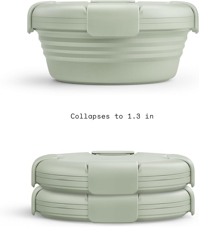 STOJO Collapsible Bowl - Opaque Sets- Reusable Silicone Bowl (3, Sage)
