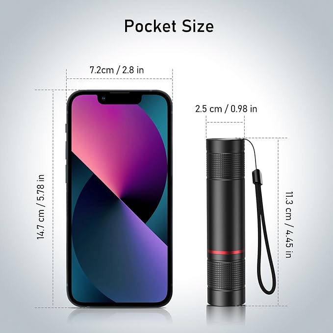 Blukar Flashlight Rechargeable, 2000L High Lumens Tactical Flashlight, Super Bright Small LED Flash Light- Zoomable, Adjustable Brightness, Long Lasting for Camping, Outdoors and Home Emergency