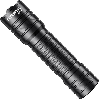 SuperFire LED Flashlight,EDC Flashlight Hight Lumens, Zoomable Flash Light for Outdoor, Emergence，Rechargeable or AAA batteries Dual Power Mode
