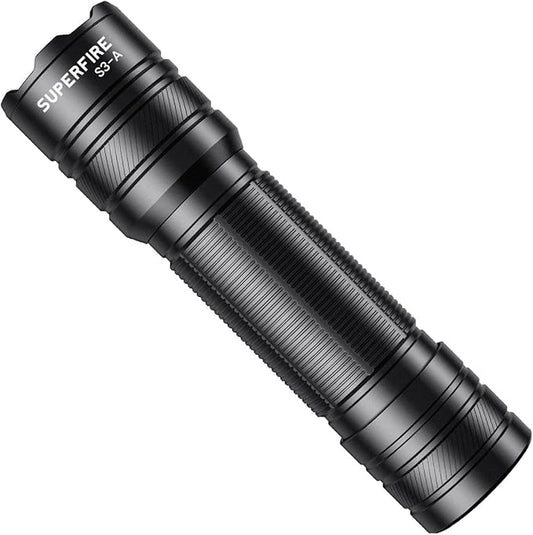 SuperFire LED Flashlight,EDC Flashlight Hight Lumens, Zoomable Flash Light for Outdoor, Emergence，Rechargeable or AAA batteries Dual Power Mode