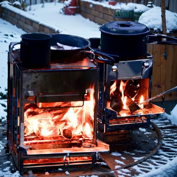 Rocket Stove Folding Camp Stove Foldable Camping Stove Folding Stove Camp Stove Wood Burning Rocket Portable Backpacking Stainless Steel Light Folding Stove for Outdoor Hiking Camping