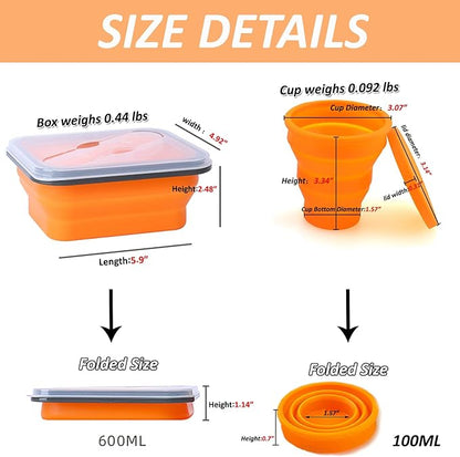 Camp Mess Kit Include Collapsible Bowls for Camping,Collapsible Cup with Lid,Camping Utensils for Hiking, Backpacking, Lunch, Beach Camping Bowl and Utensil Set