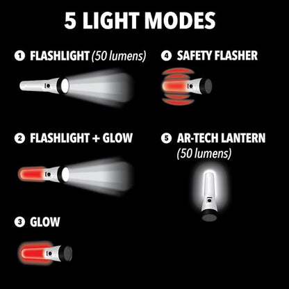 Life Gear AR Technology 2-in-1 Flashlight & Lantern, 50 Lumen Flashlight & 50 Lumen Area Lighting Lantern