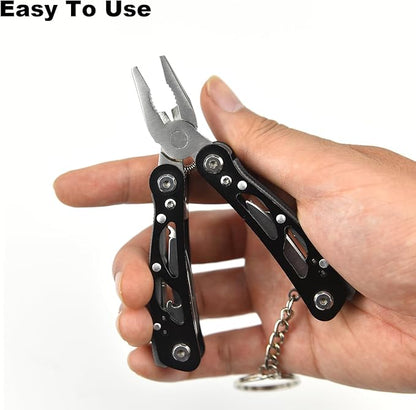 MINI Multitool Pliers, Multitool 14-in-1 Stainless Steel Multi Tools, Replaceable Bits Multitools for Outdoor, Black Camping and Survival Tools, Portable Computer and Bike Gadgets