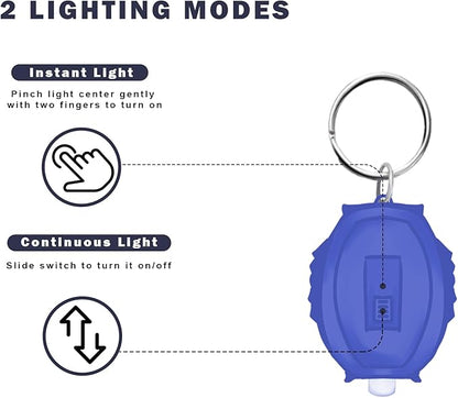 Mini LED Blue Light Keychain Flashlight, Small Keychain Flashlight 12 Lumen Portable Pocket Flashlight, Ultra Bright Micro LED Flashlight Blue Light Flashlight with Blue Shell (6PCS)