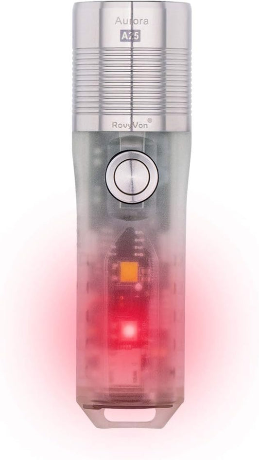 RovyVon A25R Pocket Flashlight 1000 Lumen Rechargeable 7 Setting with Red Sidelight, Waterproof EDC Flashlights Glow in The Dark, Ideal for Daily Use, Camping, Outdoor Activities