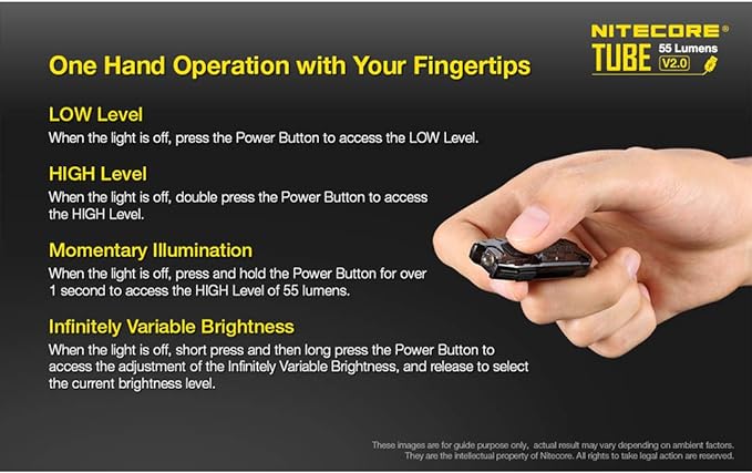 Nitecore Tube V2.0 Keychain Flashlight, 55 Lumen Bright USB Rechargeable Ultra Lightweight Compact (Black)
