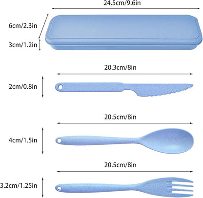 Lnrkai Large Camping Utensil Set, 4 Sets Reusable Utensils Set with Case, Plastic Cutlery Set Travel Silverware Set with Case for Travel Picnic Camping or Daily Use