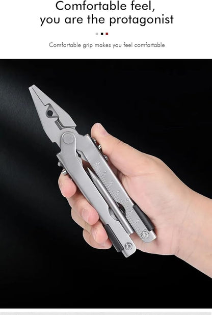 13 in 1 Portable Multifunction Tool Pliers Screwdrivers ire Stripper Folding Plier Pocket Cutter EDC Combination Tools for Outdoor Camping Fishing (Silver)