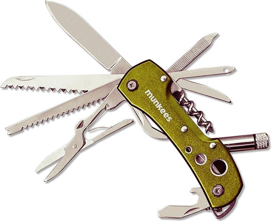 14-in-1 multifunctional pocket tools with led, knives, scissors, corkscrews, screwdrivers, for outdoor, camping, fishing