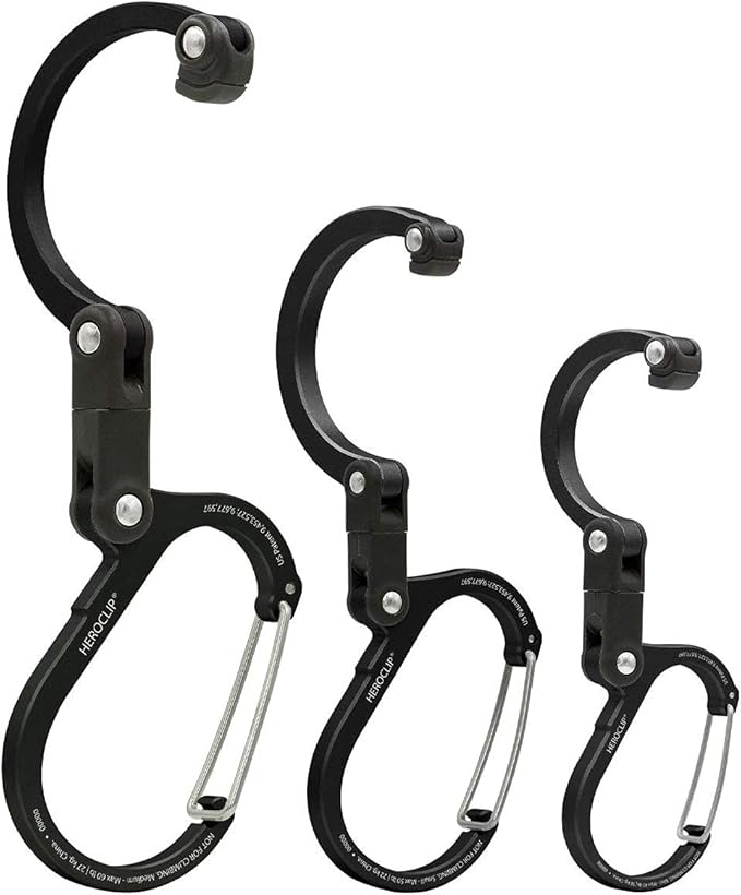 GEAR AID HEROCLIP 360° Swivel Carabiner Gear Clip and Hook (Medium) for Camping, Backpack, Suitcases and Garage Organization