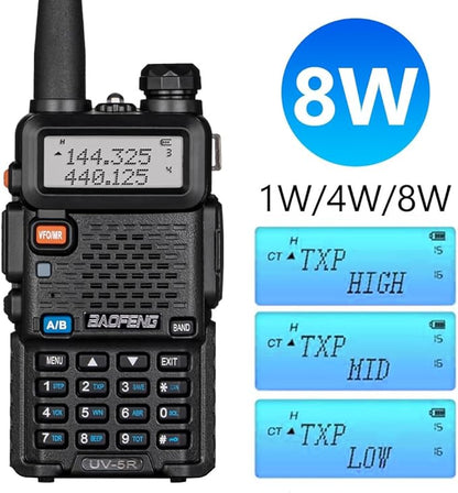 BaoFeng UV-5R 8W High Power Ham Radio with Wireless Programmer,USB Charging Dual Band Long Range Two Way Radio Walkie Talkie Ham Radio Handheld