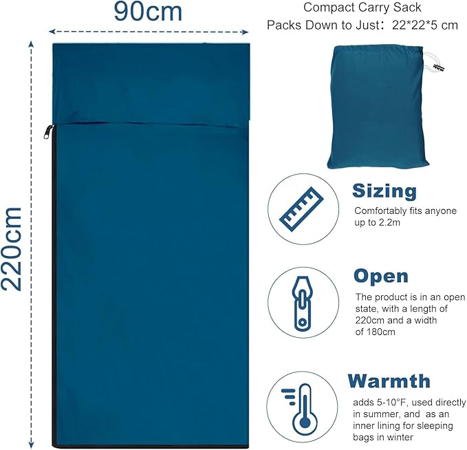 Sleeping Bag Liner, Ultralight Sleeping Bag Liner 86.6 * 35.5 inch Hotel Sleeping Sack for Adults,Ultralight Travel Sheet & Adult Sleep Sack, Camping Sheets Travel Sleep Sack for Backpacking