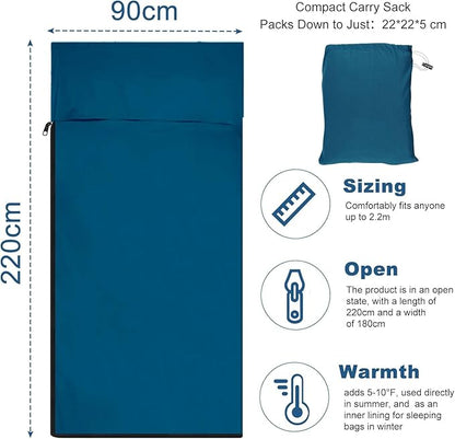 Sleeping Bag Liner, Ultralight Sleeping Bag Liner 86.6 * 35.5 inch Hotel Sleeping Sack for Adults,Ultralight Travel Sheet & Adult Sleep Sack, Camping Sheets Travel Sleep Sack for Backpacking