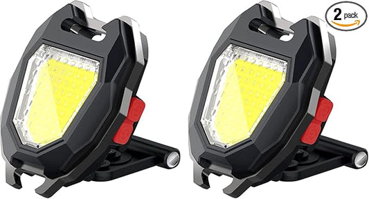MAKDAK COB Keychain Work Light Keychain Flashlight - Emergency Light with 7 Light Mode,Build in Lighter,Magnet Base and Folding Bracket Bottle Opener, for Camping Fishing 2Pack