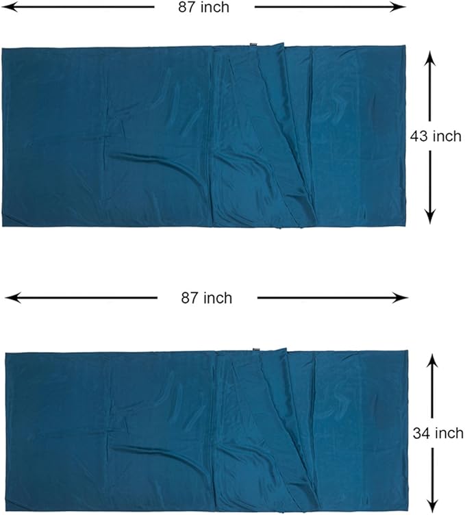 Browint Silk Sleeping Bag Liner, Silk Sleep Sack, Extra Wide 87"x43", Lightweight Travel Sheet for Hotels, More Colors for Option, Reinforced Gussets