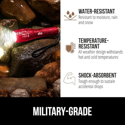 Gorilla Grip Powerful LED 750 FT Water Resistant 5 Adjustable Mode Tactical Flashlight, High Lumens Ultra Bright Battery Zoom Flashlights, Small Camping Car Mini Flash Light Accessories, 2 Pack Red