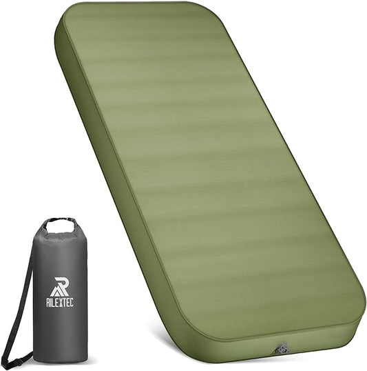 4" Thick Self-Inflating Sleeping Pad with Solid Foam, Portable Camping Air Mattress with Pump Sack, Compact Camping Sleep Bed for Tent, Car, Truck or Van(Single)
