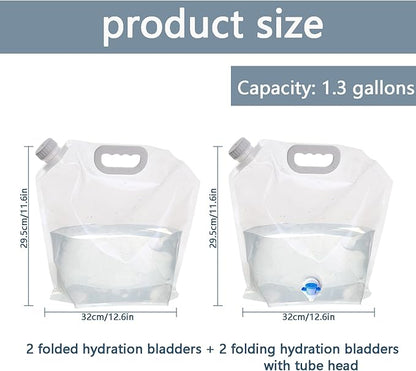 Collapsible Water Jug Container Outdoor Folding Water Bag for Camping, Hiking, and Emergency Preparedness Portable Leakproof Water Reservoir with Spout and Collapsible Design (1.3 Gal)