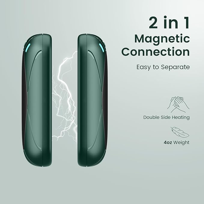 Hand Warmers Rechargeable, 2 Pack Magnetic Electric Hand Warmers, 6000mah Max 12Hrs Quick Charge Portable Hand Warmer, Great Gift for Christmas, Raynauds, Outdoors, Hunting, Golf, Camping