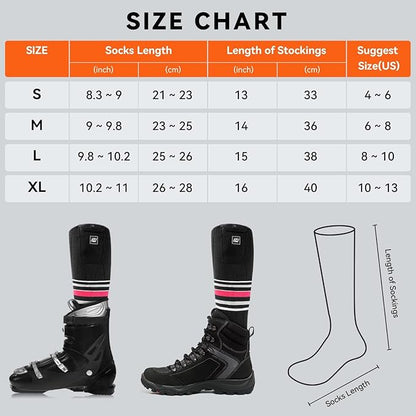 Heated Socks for Women Men Rechargeable Washable, Battery Electric Heated Socks Foot Warmers with APP Control for Skiing Hunting Riding Camping Fishing Hiking Outdoor Work