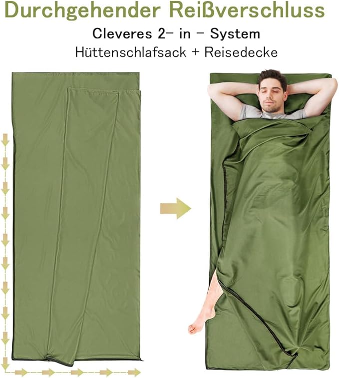Sleeping Bag Liner,Travel Sheets & Adult Sleep Sack for Backpacking,Hotels & Hostels,Lightweight Single Camping Sleeping Bag Liners for Travel