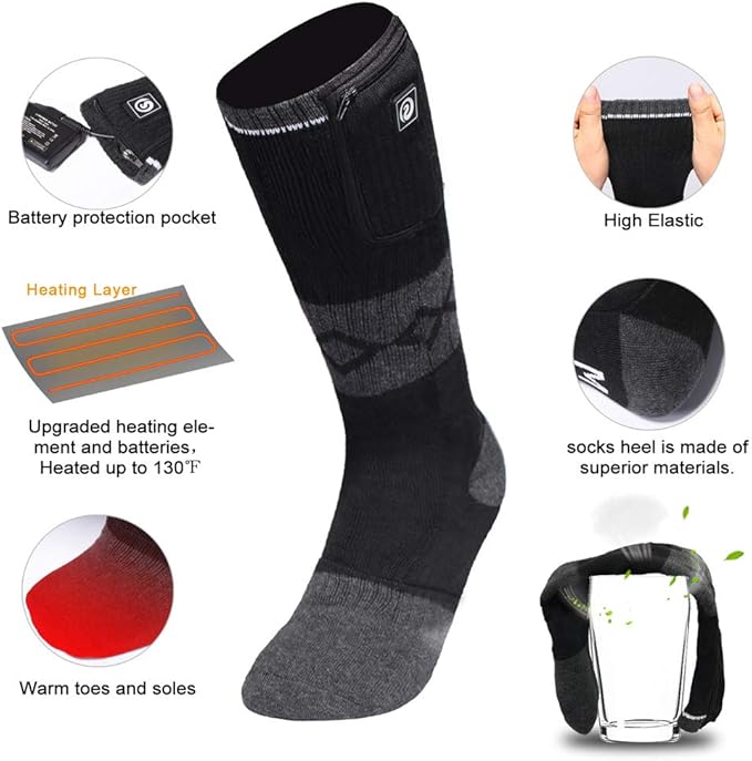 Heated Socks for Women Men,Foot Warmers Electric Rechargable Battery Heating Socks,Winter Cold Feet Hunting Ski Camping Hiking Riding Motorcycle Snowboating Thermal Warm Socks
