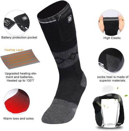 Heated Socks for Women Men,Foot Warmers Electric Rechargable Battery Heating Socks,Winter Cold Feet Hunting Ski Camping Hiking Riding Motorcycle Snowboating Thermal Warm Socks