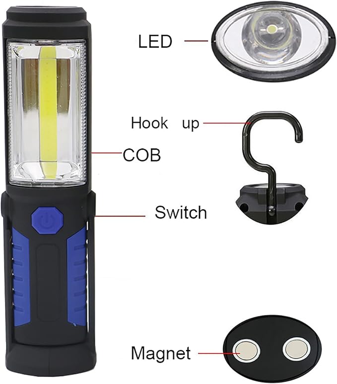 LED Magnetic Worklight,Portable Battery Powered Inspection Lamp Trouble Light for Mechanic Tool,Camping,Grill,Emergency(Blue,Batteries NOT Included)