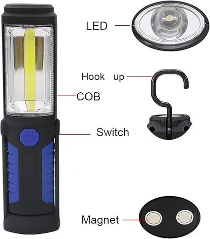 LED Magnetic Worklight,Portable Battery Powered Inspection Lamp Trouble Light for Mechanic Tool,Camping,Grill,Emergency(Blue,Batteries NOT Included)