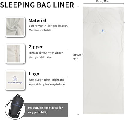 Sleeping Bag Liner for Warm Weather Seasons with Carry Bag - Protable,Lightweight and Skin-Friendly Sleeping Bag for Camping,Hiking and Backpacking.