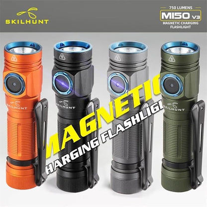 SKILHUNT M150 V3 Pocket AA led Police 750 Lumen outdoor home use Keychain EDC Magnetic USB Rechargeable Light Flashlight(M150 V3 High CRI)